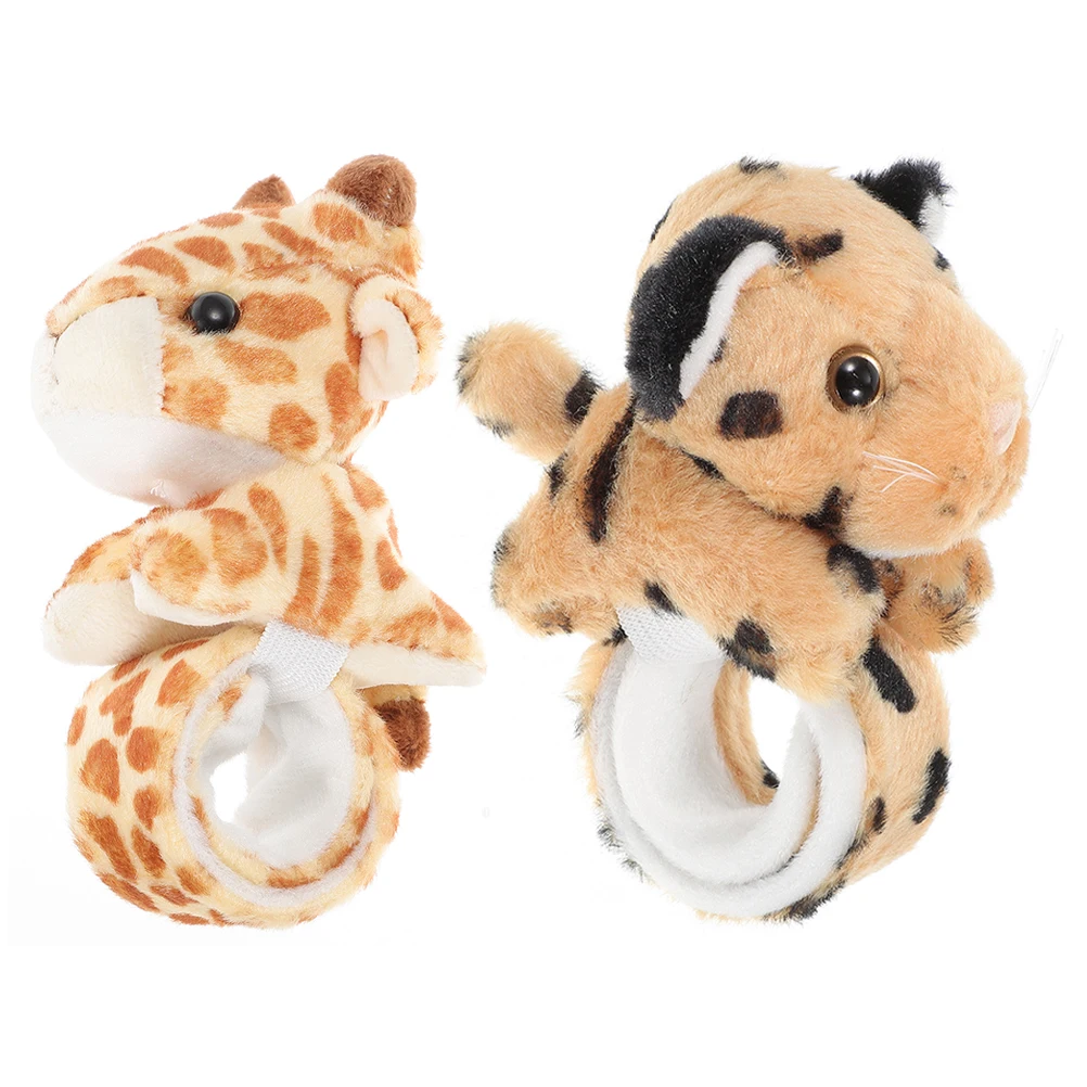 2 قطعة سوار الحيوان المقلد الاطفال صفعة أساور محشوة فروي موضوع العصابات خواتم للفتيات #5