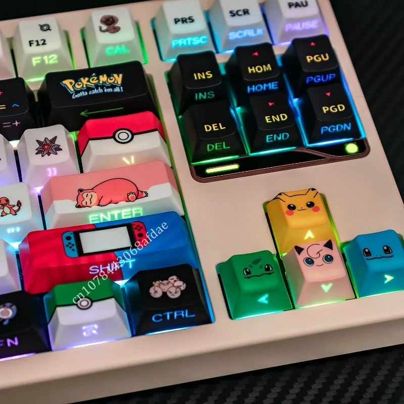 131-keys-set-anime-pokemon-keycaps-cherry-height-pbt-sublimation-mechanical-keyboard-customize-diy-side-translucent-caps-gift