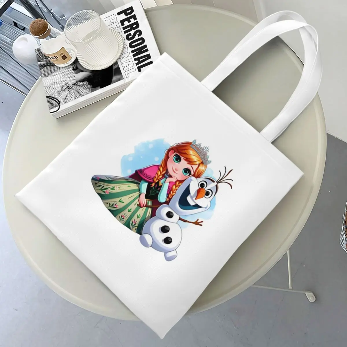 Unisex Frozen Cartoon Anna Olaf Christmas Tote Bags Large Capacity Grocery Bag for Child Handbags