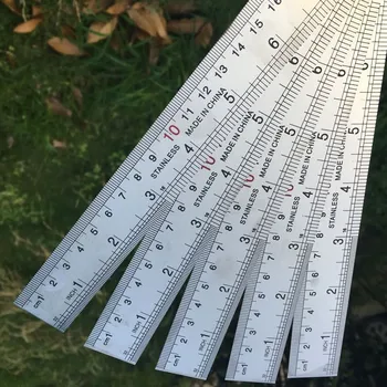 20 سنتيمتر الفولاذ المقاوم للصدأ المعادن مسطرة مستقيمة الوجهين قياس سم بوصة مقياس طالب الفنان الرسم أداة مكتب مدرسة التموين