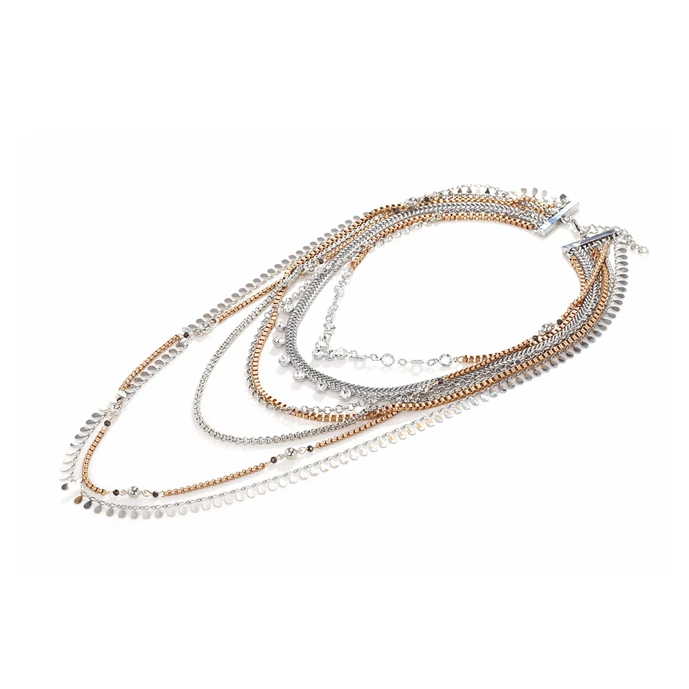 Neue Boho-Stil Mehrschichtige Wasserfall-Quasten-Choker-Halsketten für Frauen Metallketten Schmuck Halsaccessoires Geschenke – Detail 5