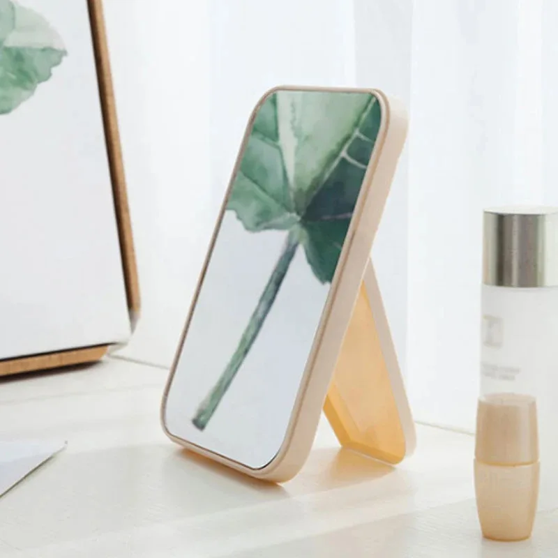 Portable Folding Makeup Mirror – Simple Square Style, Desktop-Applicable, Bathroom & Bedroom Decorative Mirror