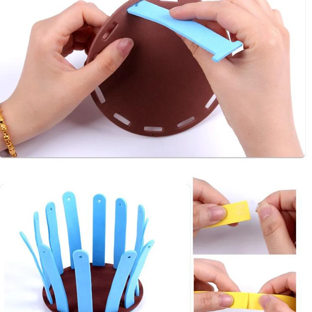 4 conjunto diy cesta material kit colorido eva sacola tecelagem remendo acessórios pré-escolar crianças artesanato bolsa artes de costura