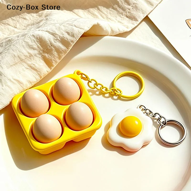 [ZY]Mini Gourmet Keychain Decompression Toy Anxiety Relief Toy Fried Egg Burger Sushi Avocado Durian Pendant Bag Backpack Decor view 2