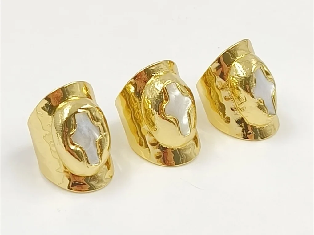 WT-MPR121 New Arrival Mother of Pearl Shell Retro Beautiful Ring With 18k Real Gold Plated For Women Daily Decoration