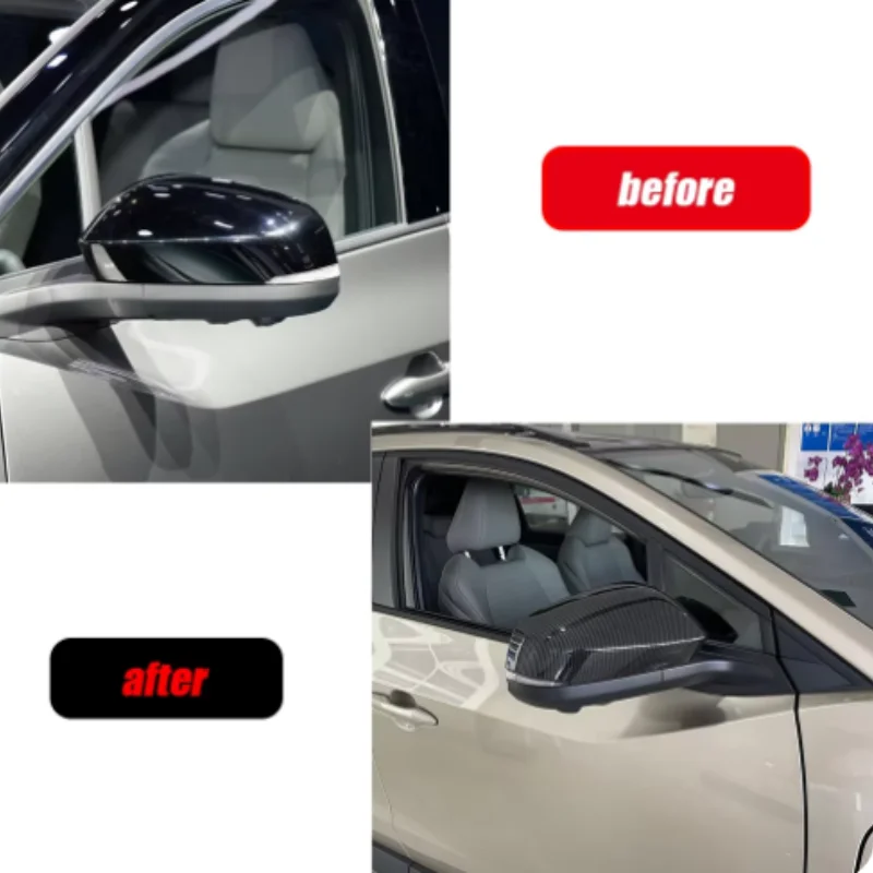 Guarnição cromada/carbono para toyota bz4x 2022 2023 abs espelho retrovisor do carro bloco chuva sobrancelha capa decoração acessórios de enfeite
