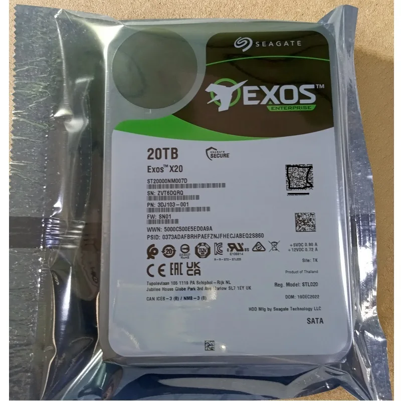 Новый SeaGt 20TB/18TB/16TB HDD Exos X20 ST20000NM007D 7200 RPM SATA 6 Гб/с 256 МБ кэш 3,5-дюймовый корпоративный сервер ПК