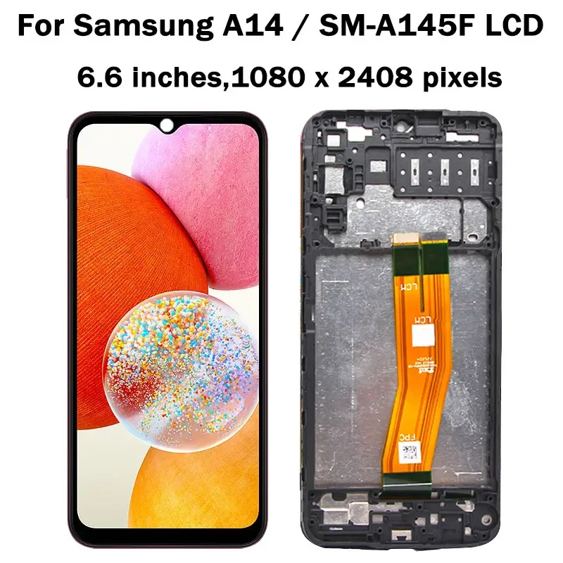 High Quality For Samsung A14 LCD Display Touch Screen Digitizer Assembly For Samsung A145 LCD SM-A145M/DS A145R LCD Frame