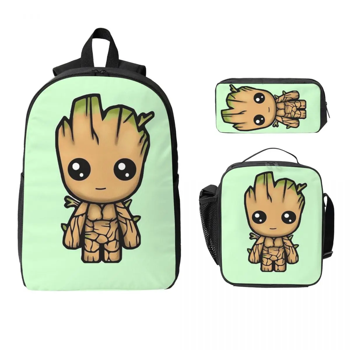 

Groot Cartoon Backpack Student Boys Girls BookBag School Bag Computer Shoulder Bags 3ps Insulated Lunch Bag Pencil Case