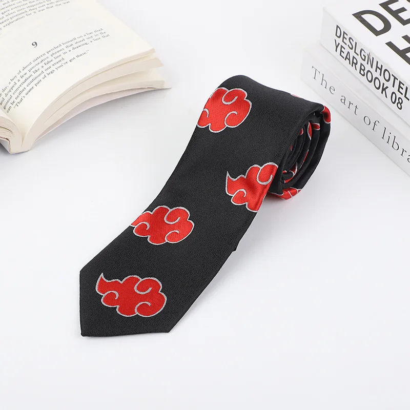 Brdwn Akatsuki Red Cloud Tie Cosplay Ninja Neckcloth accessori di Halloween regali di carnevale cravatta 145cm cravatta Cosplay Prop