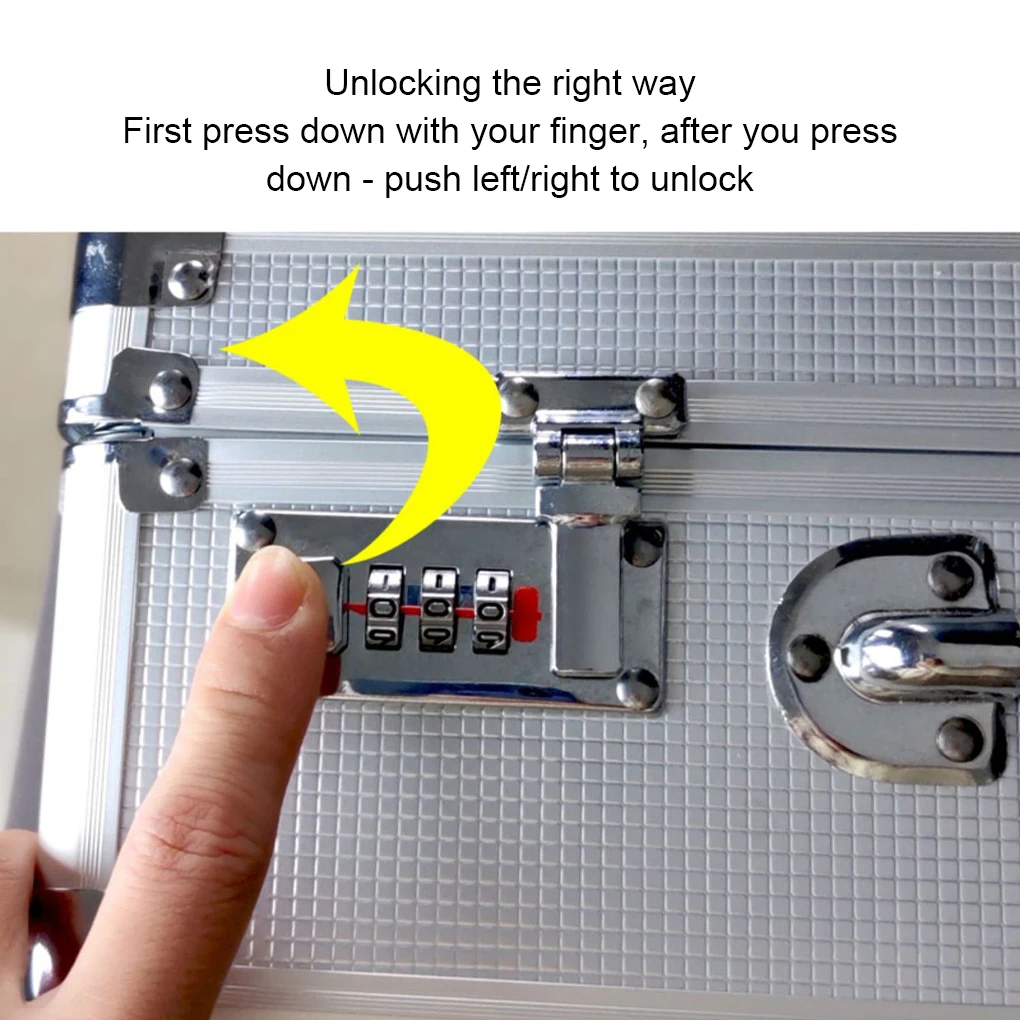 Portable ToolBox Aluminum Alloy Safety Equipment Toolbox Instrument Case Storage Box Suitcase Impact Resistant Case with Sponge