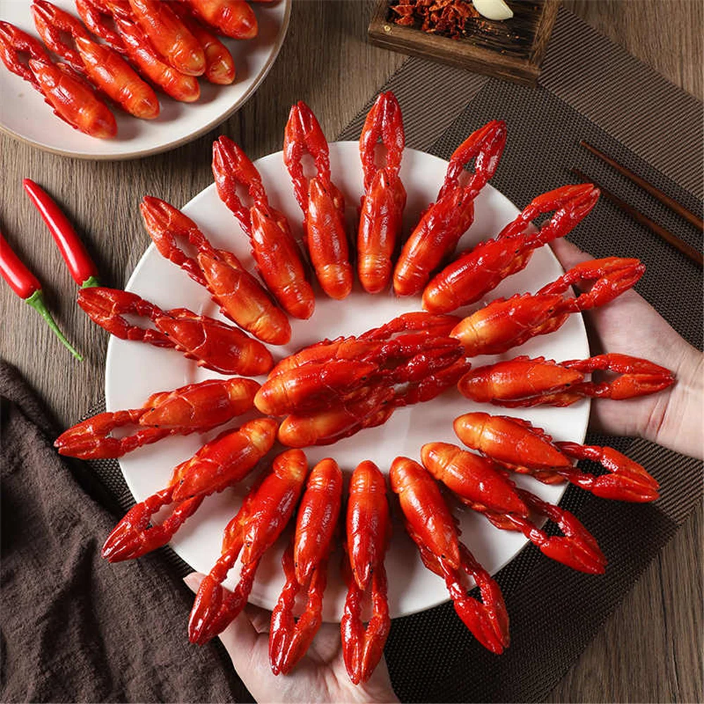 

5 Pcs/Lot dishes diplay prop food model Kitchen cabinet dining room hall restaurant decoration fake Simulation crayfish shrimp