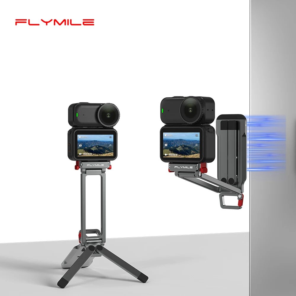 Flymile Action 6 Schnellwechsel-Stativbasis mit 1/4 Zoll Schraubenloch, Karabiner, faltbare magnetische Halterung für DJI OSMO Nano Zubehör