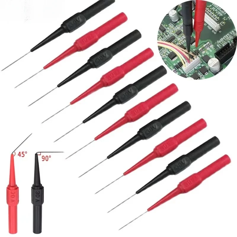 1-12pcs 30V Car Tip Probes Diagnostic Tools Multimeter Test Leads Extention Back Piercing Needle Tip Probes Mechanical Tools