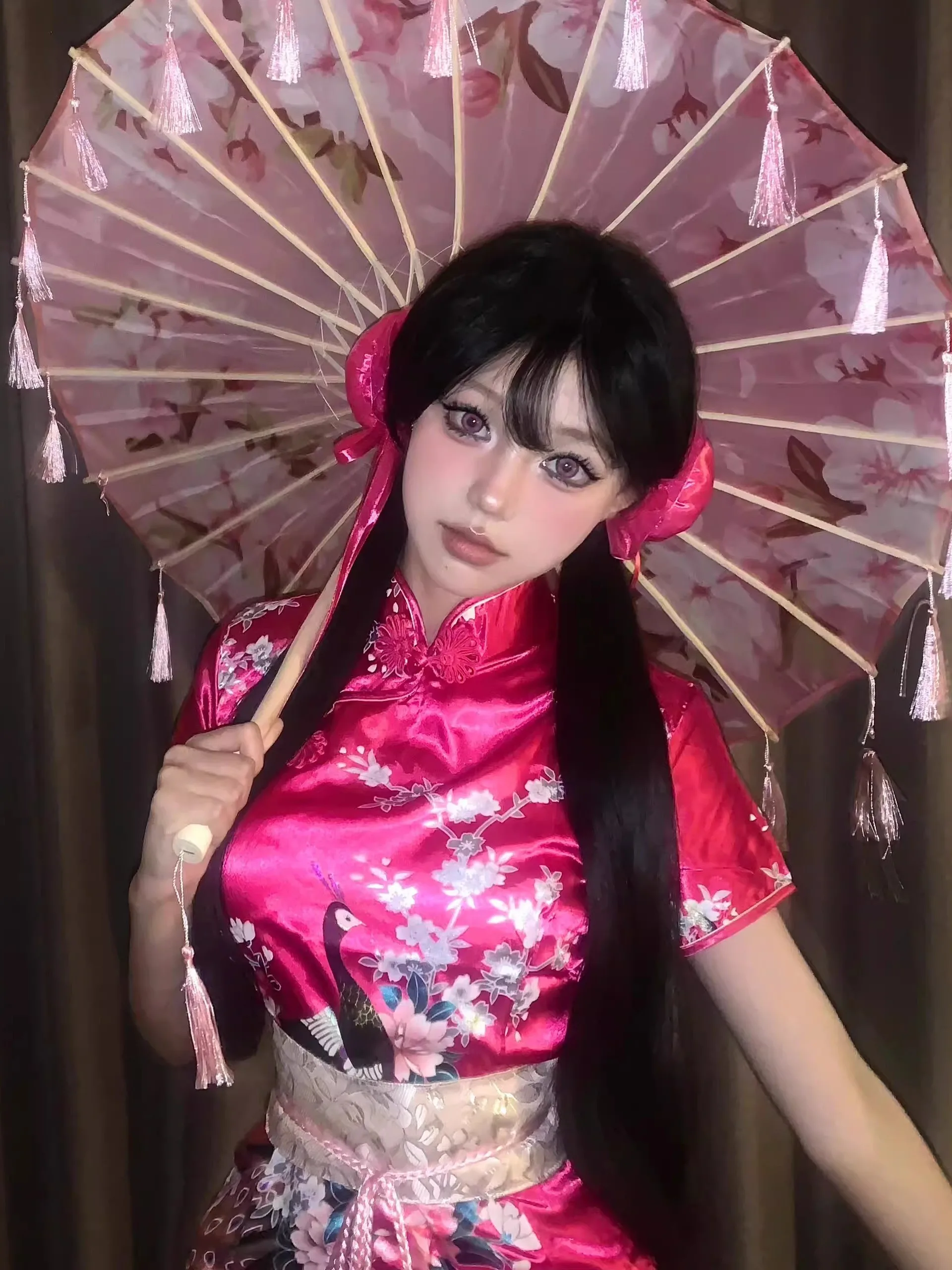 Halloween Par Cosplay Chinese Sle Dr Japanese Maid Lolita Set Rock ort Sve runder Kragen Low Slit