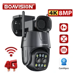 8MP 4MP Outdoor Camera Wifi/4G Sim Card 10X Zoom Dual Lens 2.8mm-8mm PTZ AI Human Auto Tracking 2-Way Audio Surveillance Camera