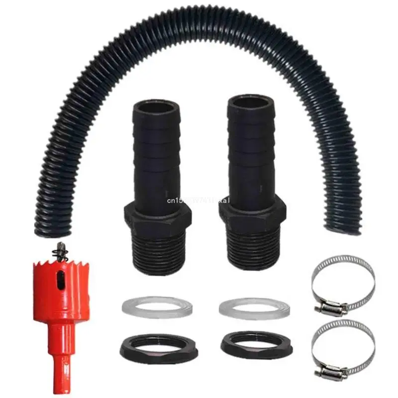 Rain Barrels Connector Water Tanks Link Systems with 100cm Hose & Fittings Linking set for Efficient Water Collection