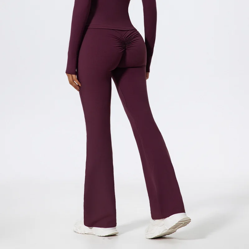 LezyanXR ขากว้างแน่น Nude ยกสะโพกโยคะ Flared Dance เอวสูงกางเกงออกกําลังกายเสื้อผ้าออกกําลังกายสําหรับผู้หญิงกีฬาออกกําลังกาย