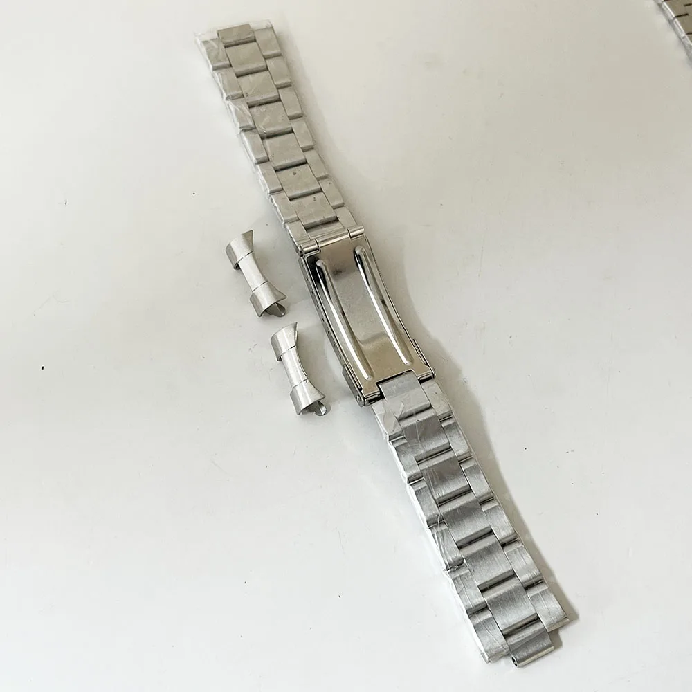 ساعة ميكانيكية مزودة بسلسلة ساعات كوميدية فضية 20 ملم من الفولاذ المقاوم للصدأ بإبزيم قابل للطي ملحقات بديلة للرجال A1 A2