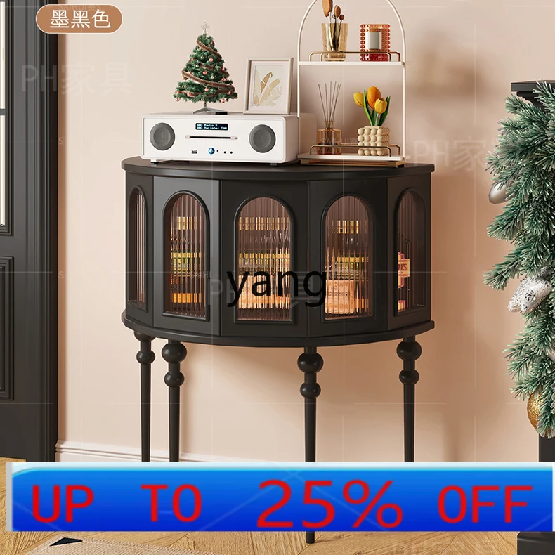 

CX entrance retro ultra-narrow entrance corridor cabinet solid wood black dining side cabinet