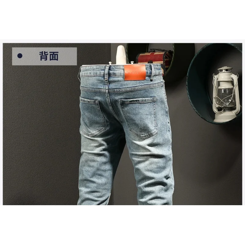 الربط الجينز الرجالي أزياء الرجعية الاتجاه تمتد الدنيم سليم صالح أقدام صغيرة الحنين الشارع دراجة نارية السراويل