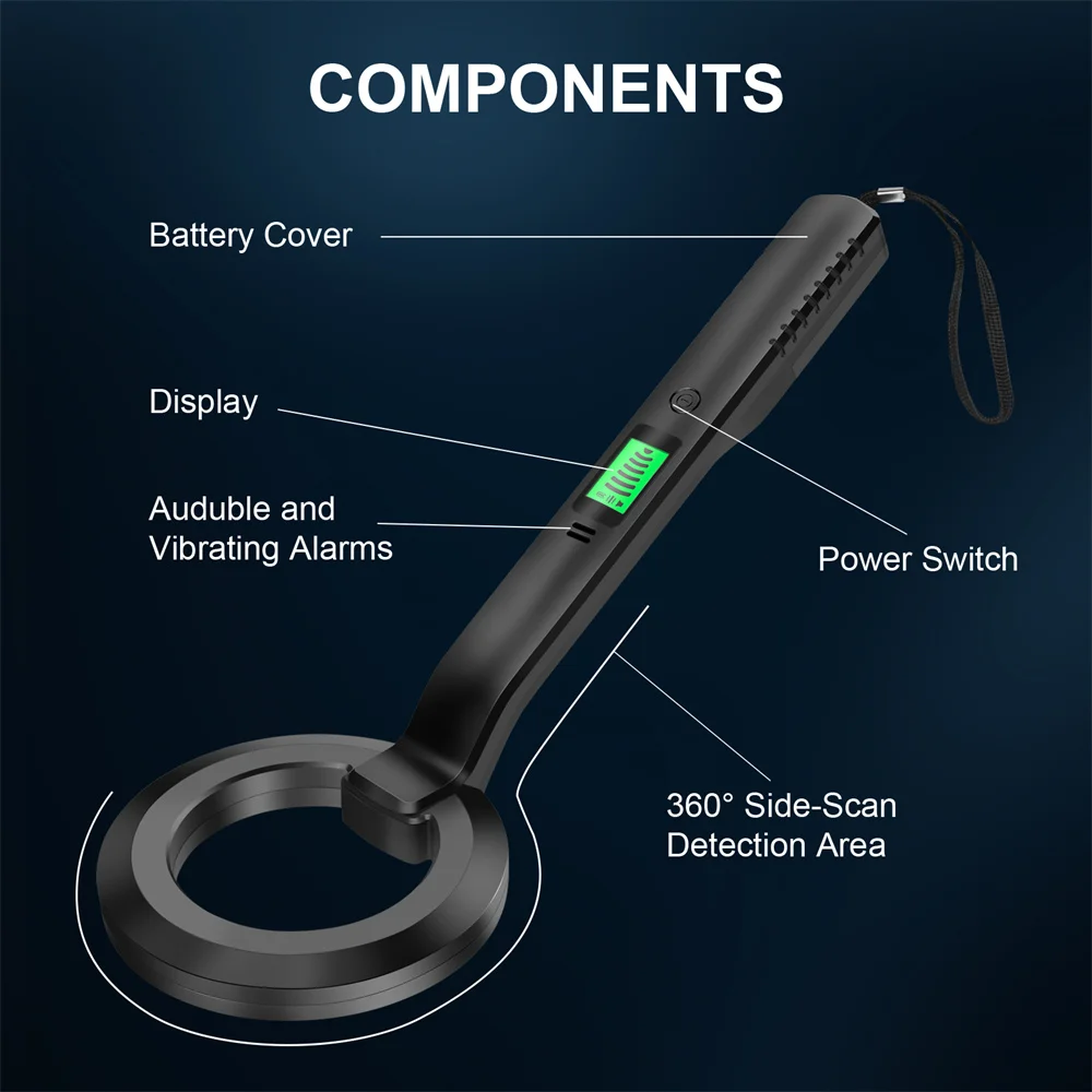 360° Metal Detector with LCD Display Highly Sensitive Scanning Detector Metal Detector with Audible Shock Alarm