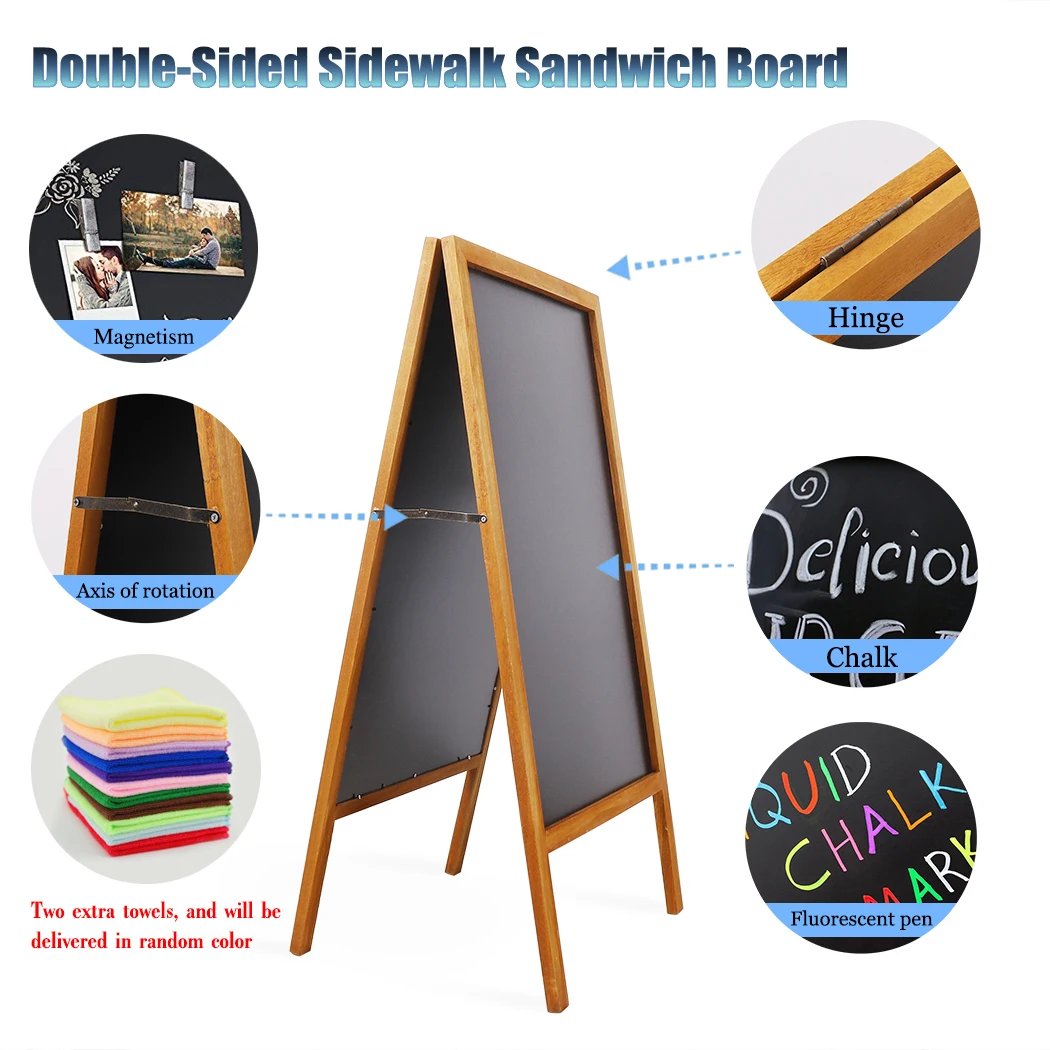 A Board Chalkboard Magnetic Chalkboard Easel Double Sided Sandwich Board Pavement Sign Wooden Chalkboard Signs