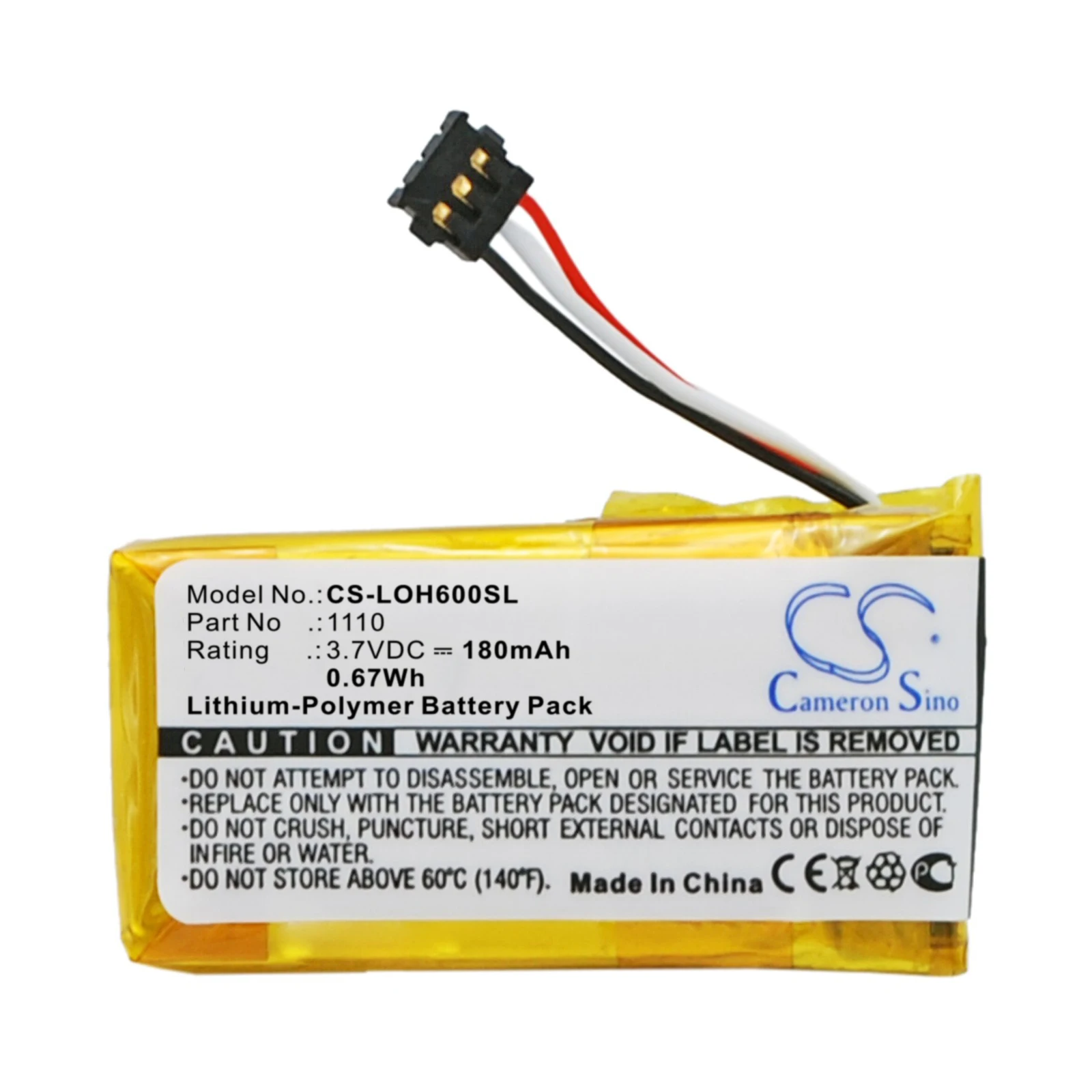 Li-Polymer battery for Wireless Headset,3.7V,180mAh,H600 981-000341