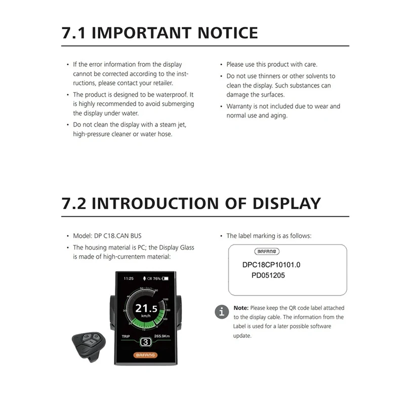 For Bafang DPC18 CAN Canbus Display For Bafang M500 M600 M510 M820 Mid Drive CAN Protocol Motor With Plug