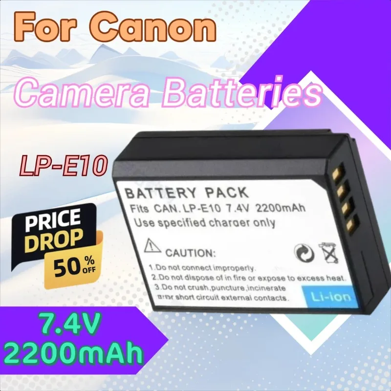 7.4V 2200mAh LP-E10 LP E10 LPE10 카메라 배터리 캐논 2000D 1100D 1300D 1200D 고품질 신제품