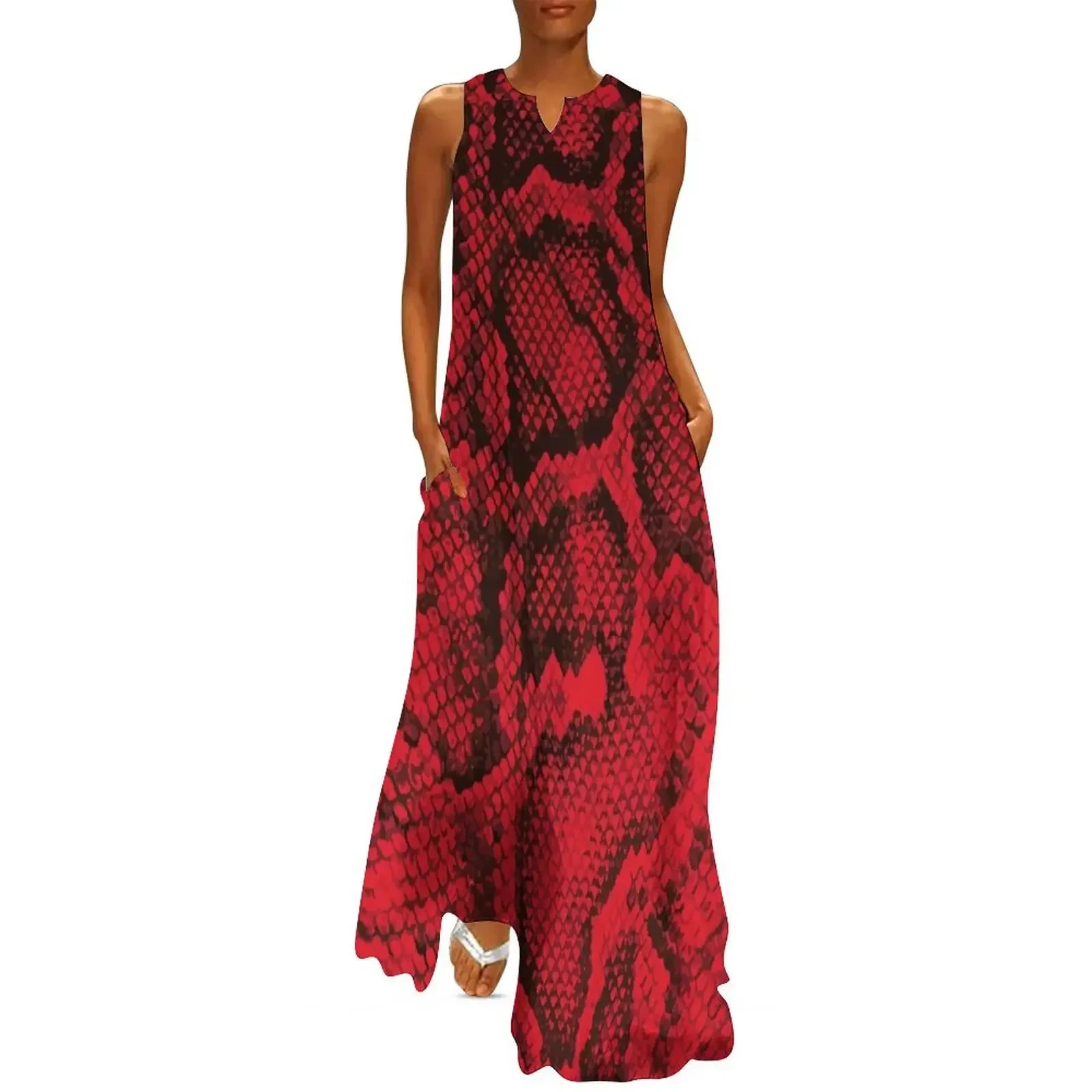 

Red Snakeskin Long Dress women's summer dresses 2025 dresses summer party dress women elegant luxury party dresses women Dress