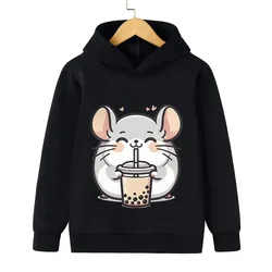 Fashion Kids Hoodies Cartoon Guinea Pig Bobo Tea Hoody 2024 Girls Lovely Opossum Long Sleeve Pullover Boy Cute Animal Sweatshirt