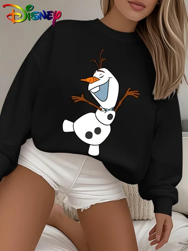 Imagen 1 del producto Disney Frozen Olaf-Sudadera de cuello redondo para mujer, jersey de lana Unisex informal, suéter de vacaciones de gran tamaño para otoño e invierno