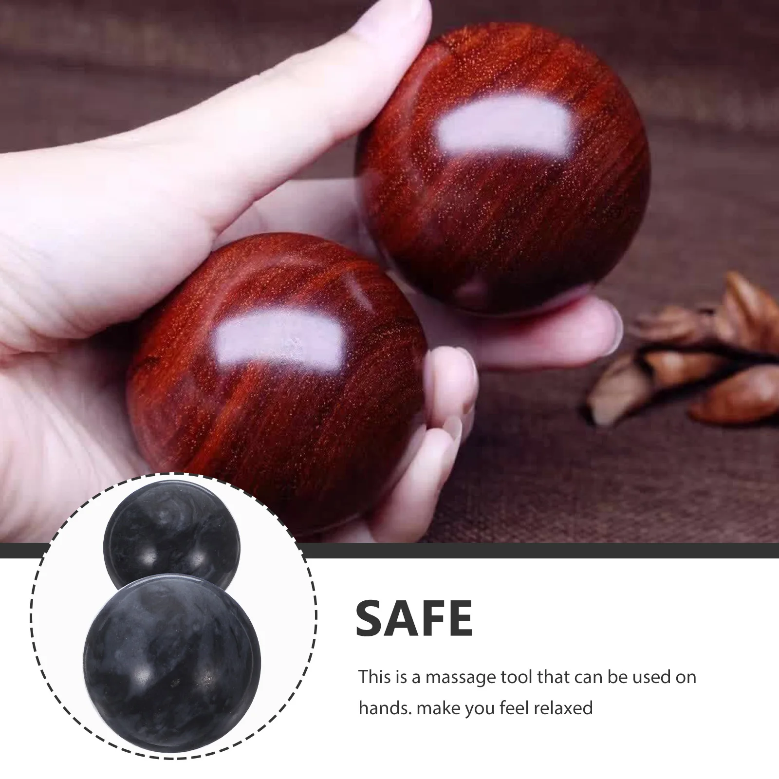 2Pcs Elderly Care Ball 3.5cm Jade Hand Massage Ball Health Exercise Balls Stress Relief Hand Training Fitness Ball Random Color