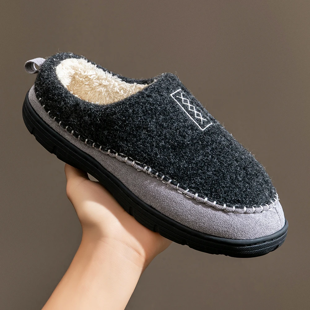 Men's House slippers Mark Line Comfy Memory Foam Soft Durable Outdoor Shoes non-slip Winter Living Room image 4