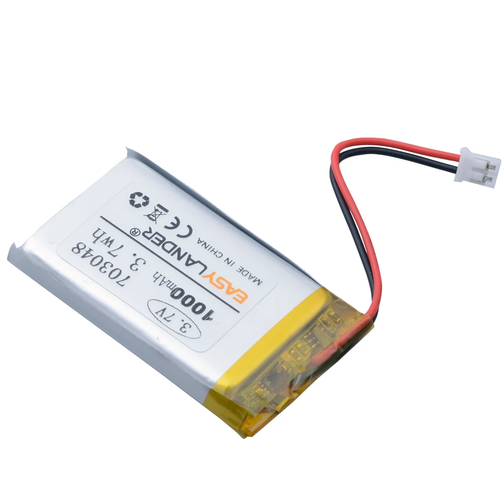 JST2.0 2P 3.7V 703048 1000mAh Lithium Polymer Rechargeable Battery for Early Education Machine PS4 controller