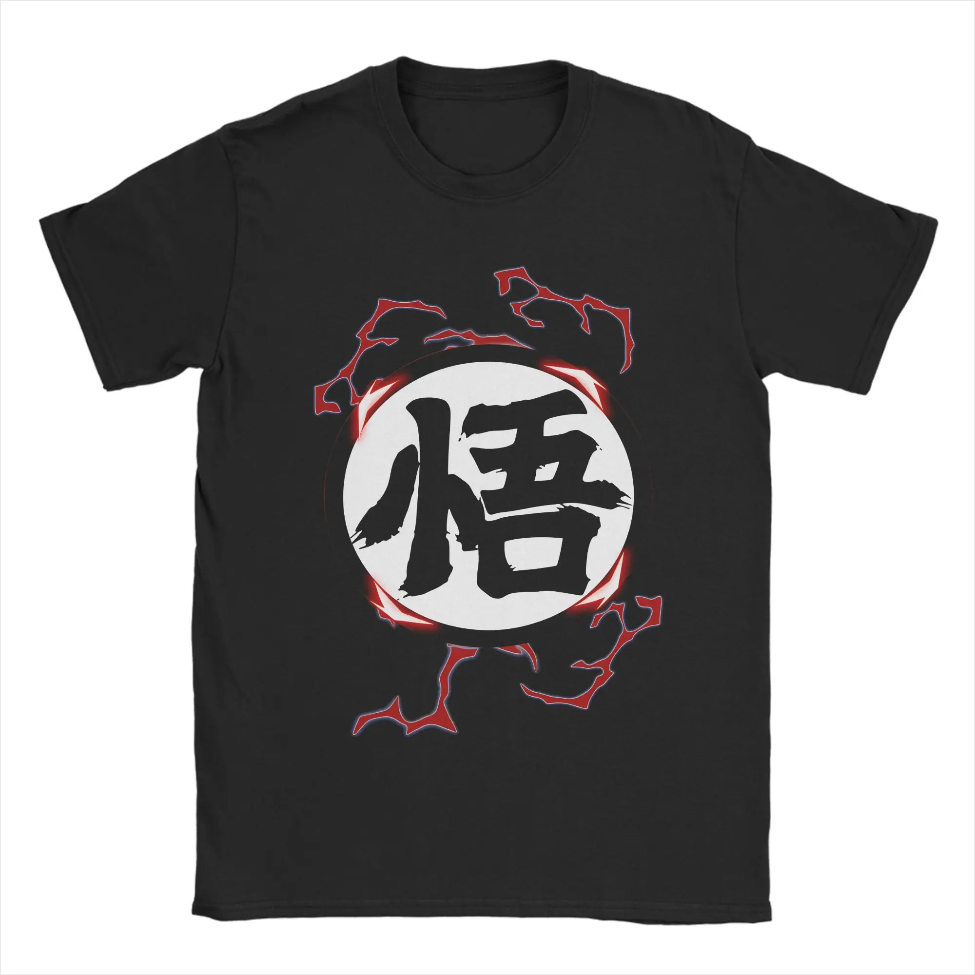 Camiseta Dragon Ball Kanji Goku Symbol para homens e mulheres, camisetas casuais de algodão, gola redonda, manga curta, roupas plus size