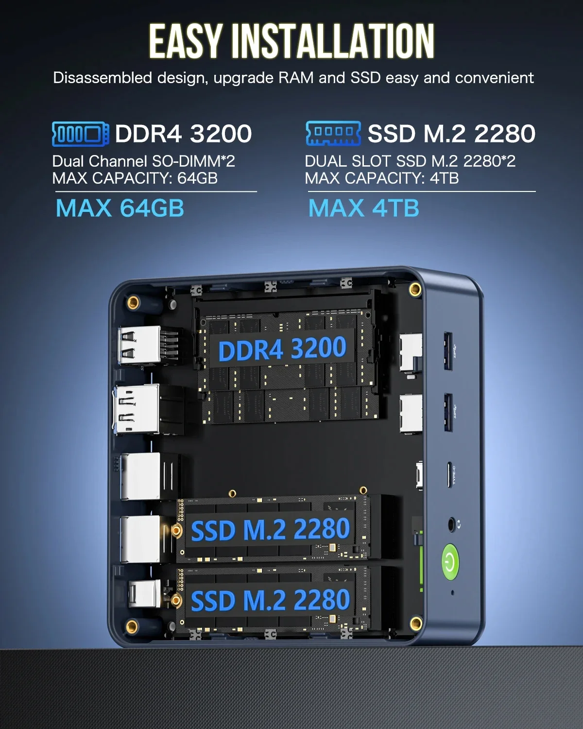 كمبيوتر صغير GMKtec M5 Plus Ryzen 7 5825U Win11 Pro Dual DDR4 NVMe M.2 SSD WiFi6E BT5.2 كمبيوتر ألعاب مكتبي ثلاثي العرض