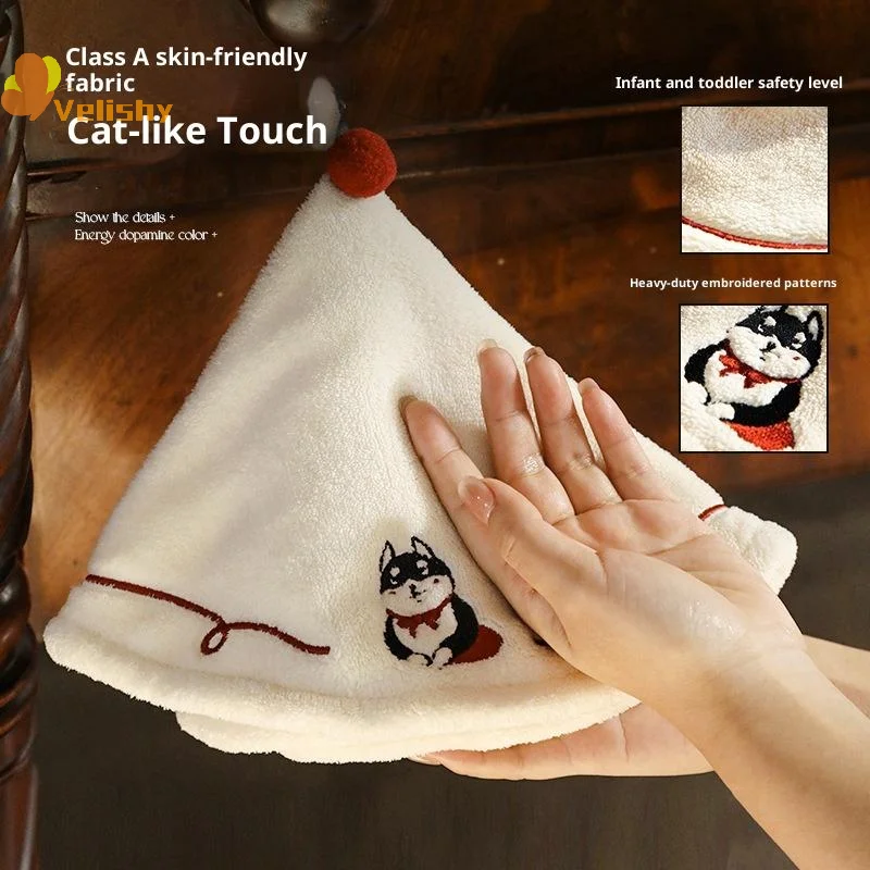 منشفة يد معلقة فاخرة للمنزل للحمام والمطبخ للأطفال والكبار سميكة ماصة بدون ذرف منشفة تجفيف مطرزة #3