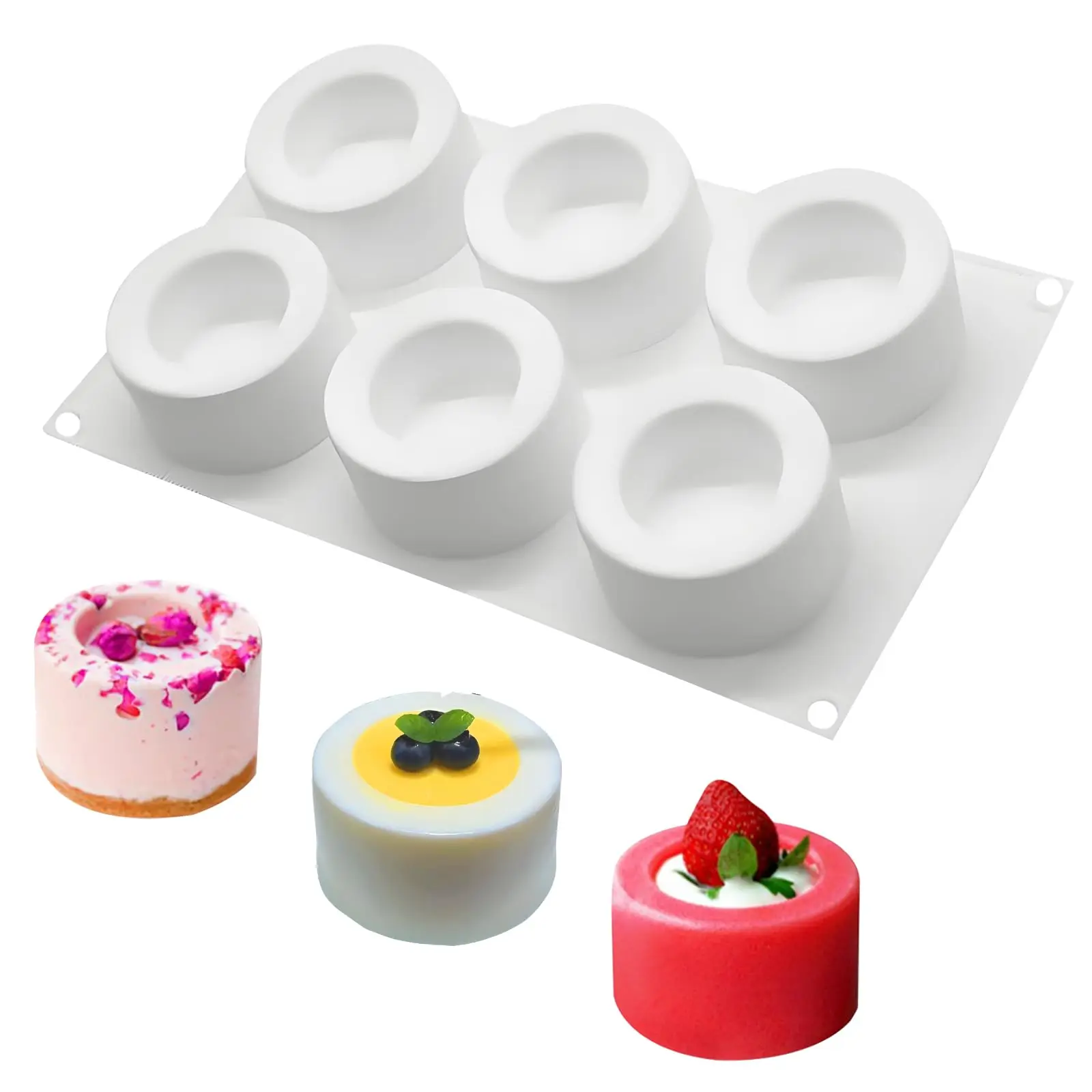 

Silicone Shot Glass Chocolate Molds, 6-Cavity Round Mousse Molds for Ice Shot Glass Cookie Candy Mousse Dessert Pudding Dessert