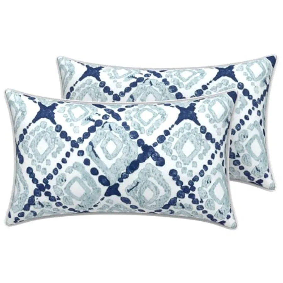 

Комплект из 2 чехлов для уличных подушек для поясничной поддержки 12x20 дюймов с кантом, водоотталкивающие чехлы для подушек для сидений, ТОЛЬКО для садовой мебели и диванов