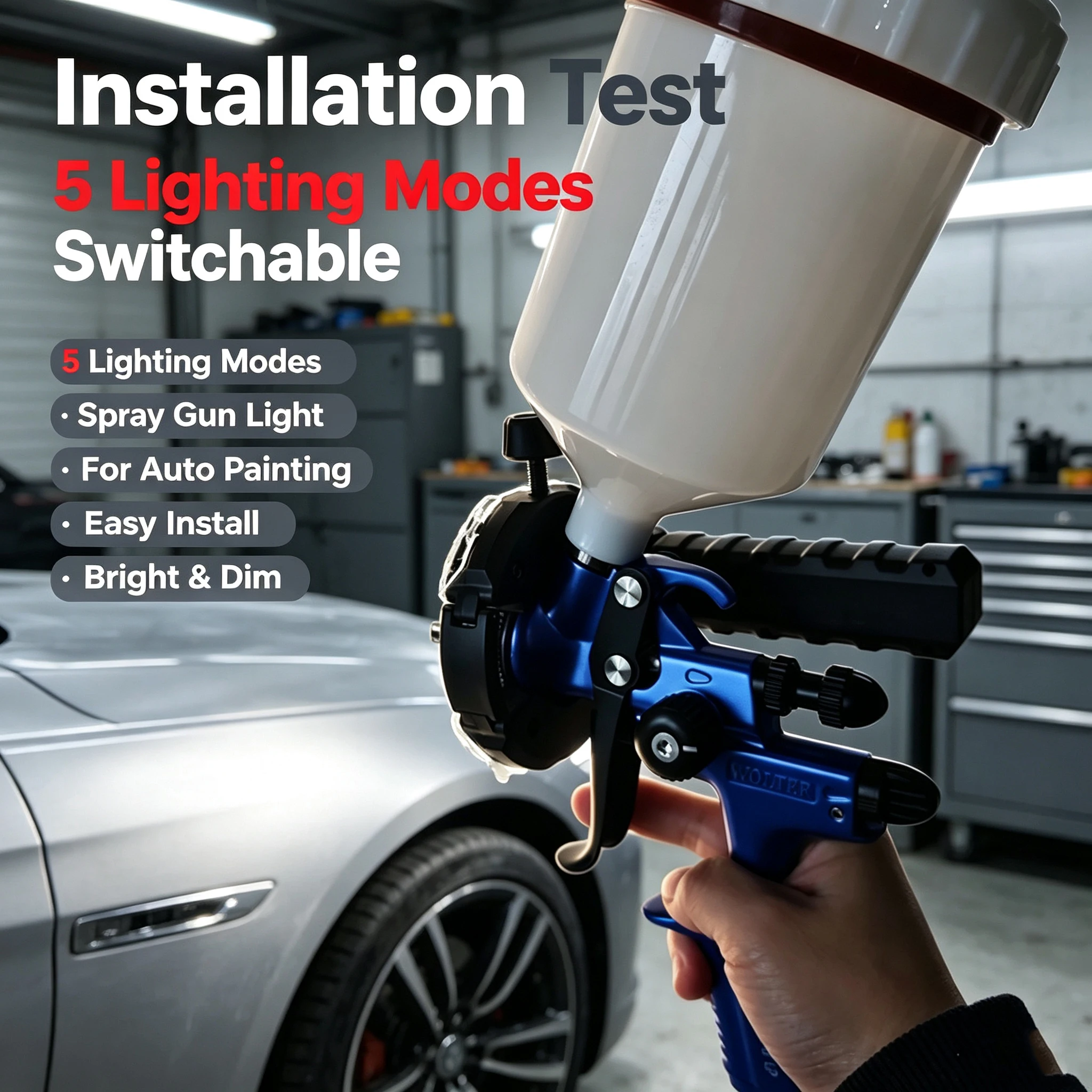 Car Spray Gun Lighting 5 Colors Adjustable Rechargeable SMD LED Light Source Lithium Ion Battery Painting Job