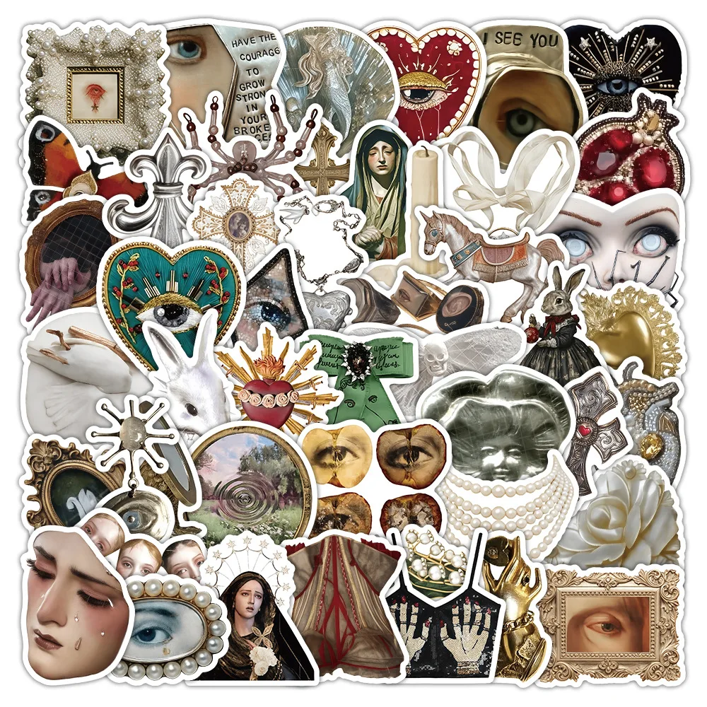 

50PCS Retro Aesthetics Cartoon Sticker Creative Decoration Mobile Phone Case Notebook Water Cup DIY Toy Gift Sticker