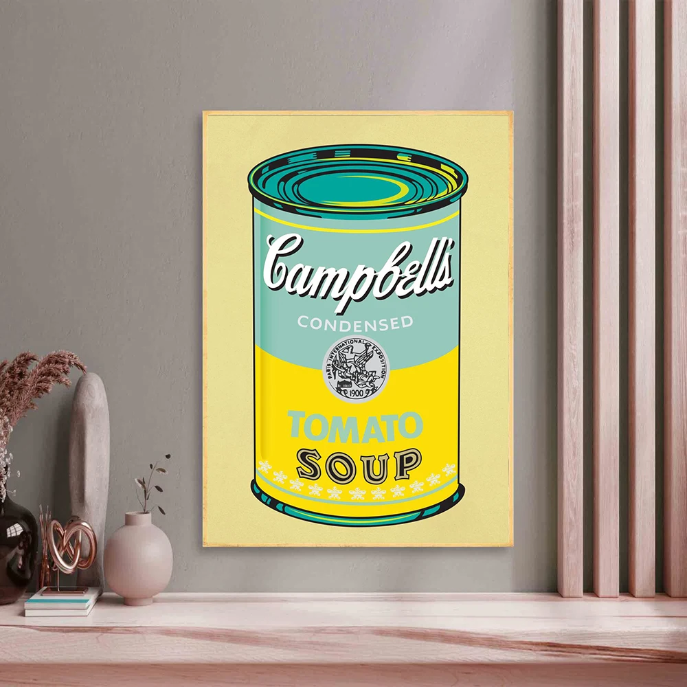 Andy Warhol Pop Art Tomato Soup Poster Canvas Painting Vintage Kitchen Art Aesthetic Decor Home Room Wall Decoration Retro Decor