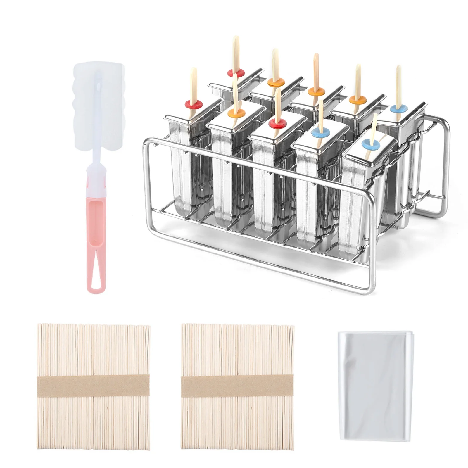 

10 шт., 304 нержавеющая сталь, толстая пластина, форма для мороженого, форма для мороженого, форма для мороженого с двойной канавкой, форма для мороженого на палочке, машина для изготовления мороженого на палочке