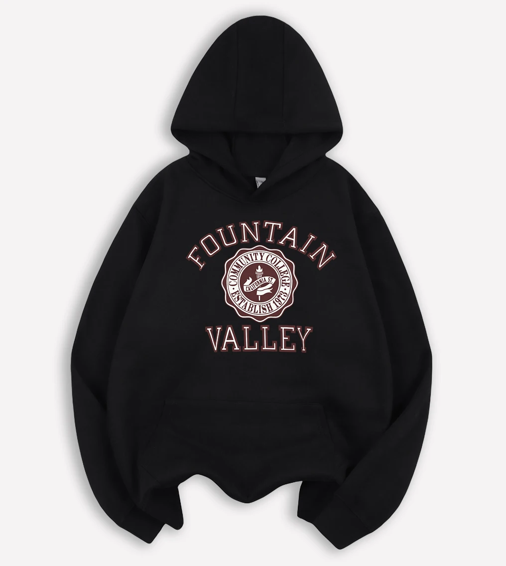 نافورة فالي كاليفورنيا سانت. مطبوعة الرجال هوديس الهيب هوب Harajuku هودي عادية فضفاضة طويلة الأكمام الصوف للجنسين بسيط السترة