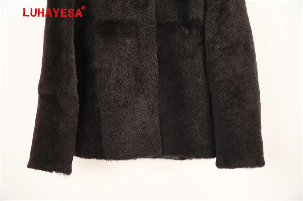 2024 Spain Lagon Lamb Shearling Fur Jacket LUHAYESA Female Winter Warm Good Quality Real Fur Clothe