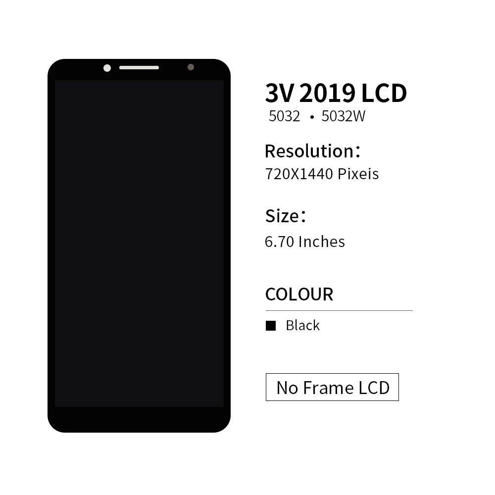 Imagem -02 - Substituição da Tela Sensível ao Toque do Lcd Conjunto para Alcatel 3v2023 5032w