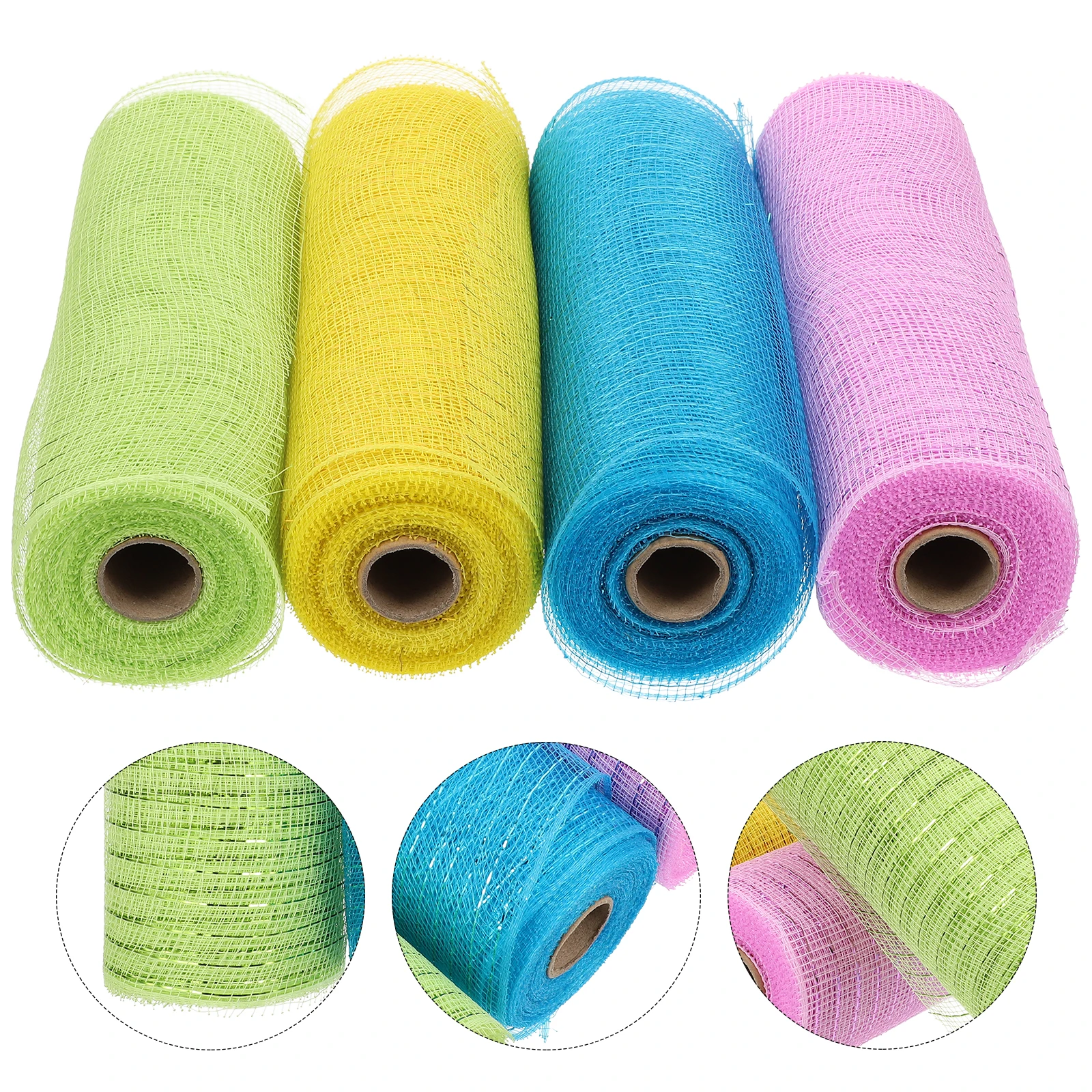 

4 Rolls Decorative Wreath Ribbons Mesh Wreath Ribbons Holiday DIY PP Ribbon Christmas Wedding Party