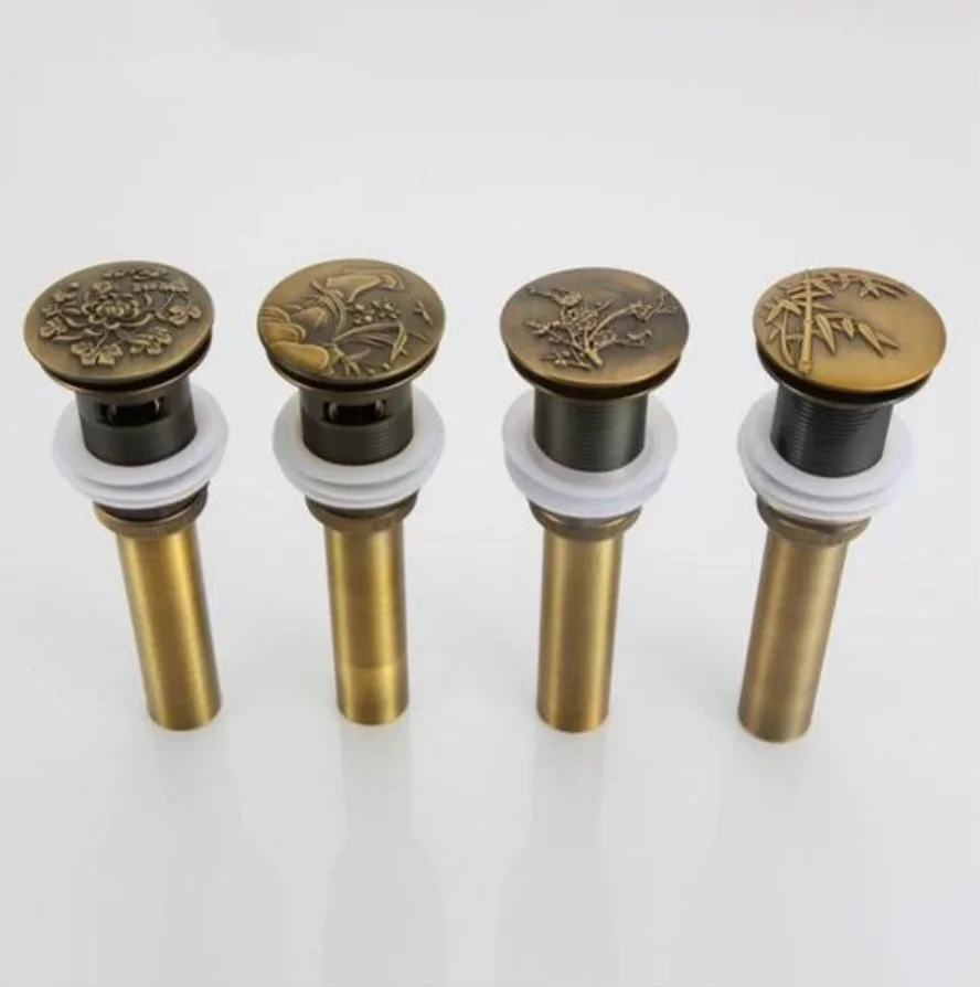 Antique Brass Flap Drains Basin Accessory Drain Lavatory Vessel Vanity Sink Drains Antique/Gold Bathroom Accessories